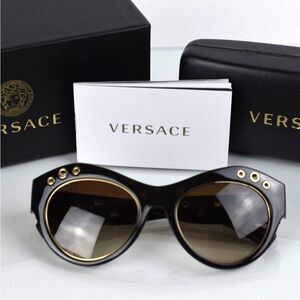 Versace Black and Gold Women's Sunglasses